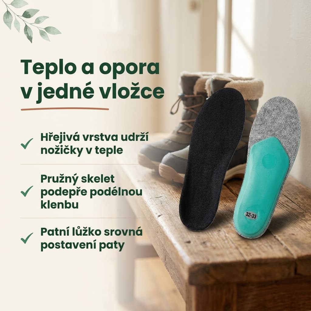 Dětské zimní ortopedické vložky – teplo a opora, podpora podélné klenby